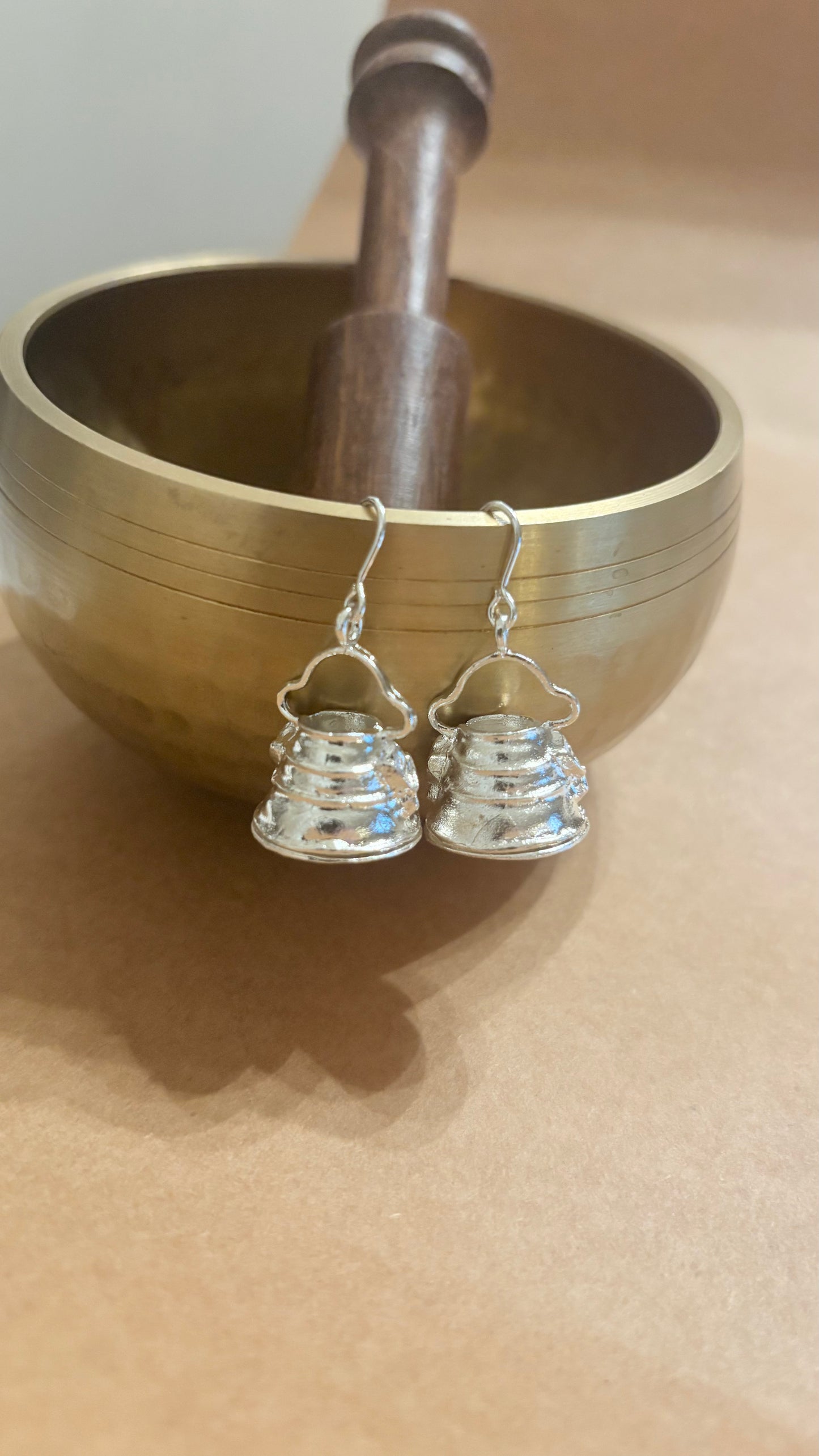 Newari Style Bucket Earrings - Gold