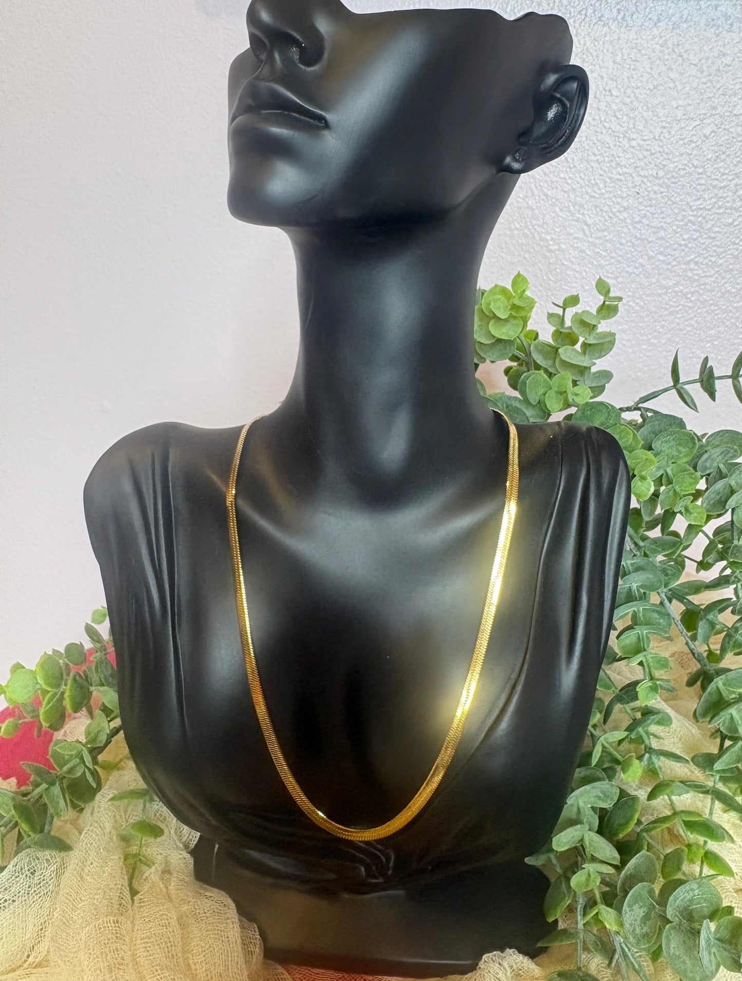 Gold-Tone Herringbone Necklace | Stainless Steel