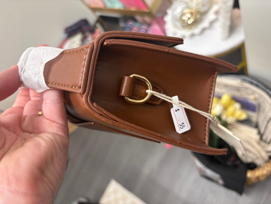 Brown leather top handle bag