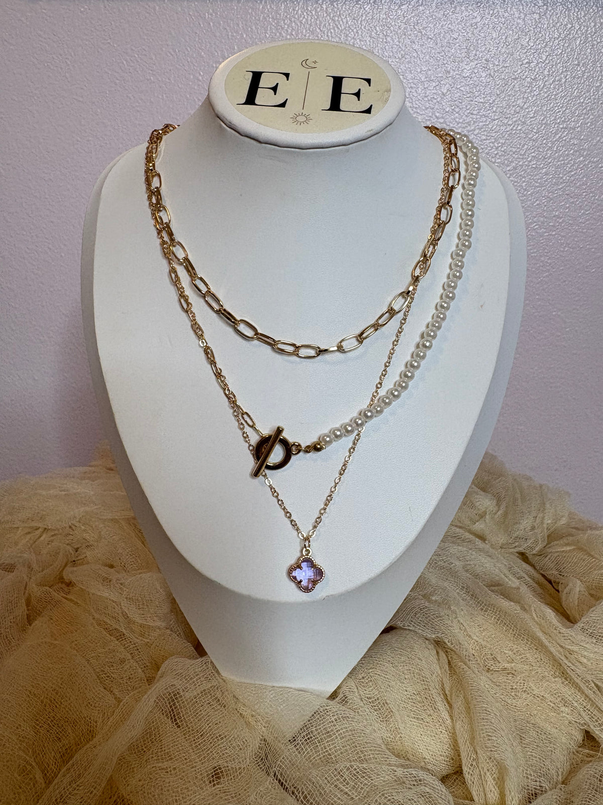 Clover Layered Necklace Set – 3 Pieces