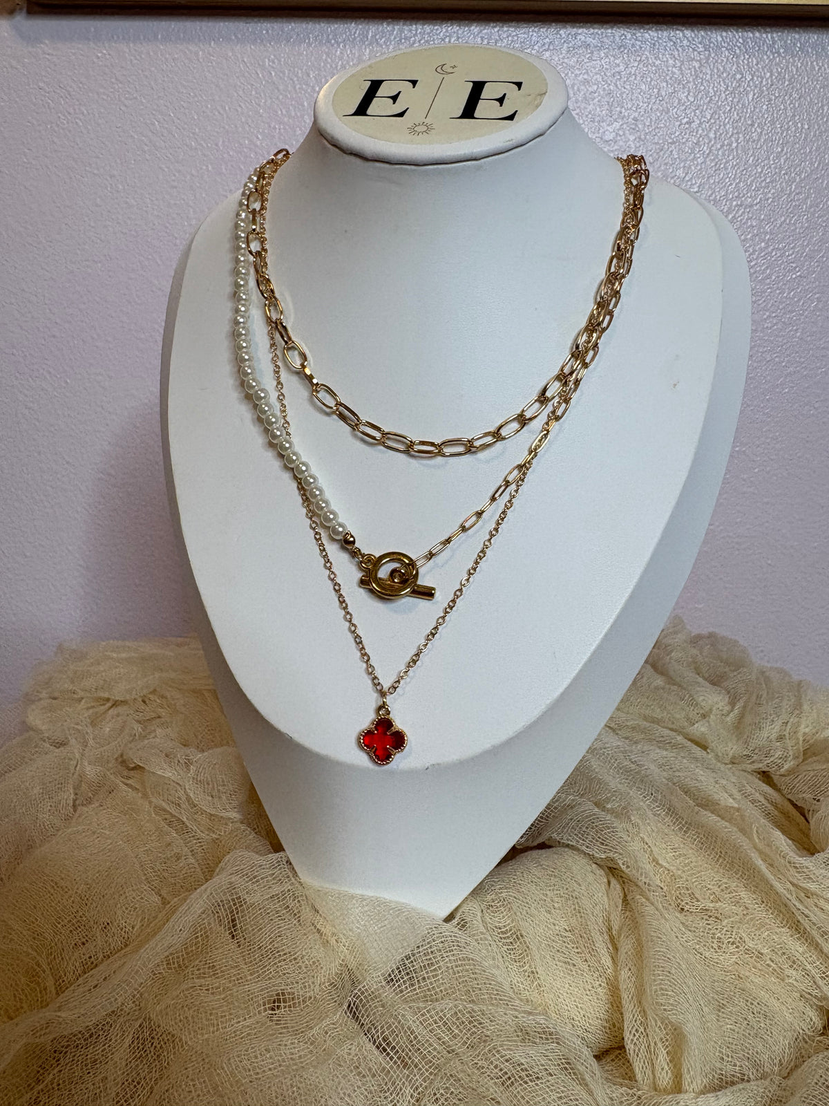 Clover Layered Necklace Set – 3 Pieces