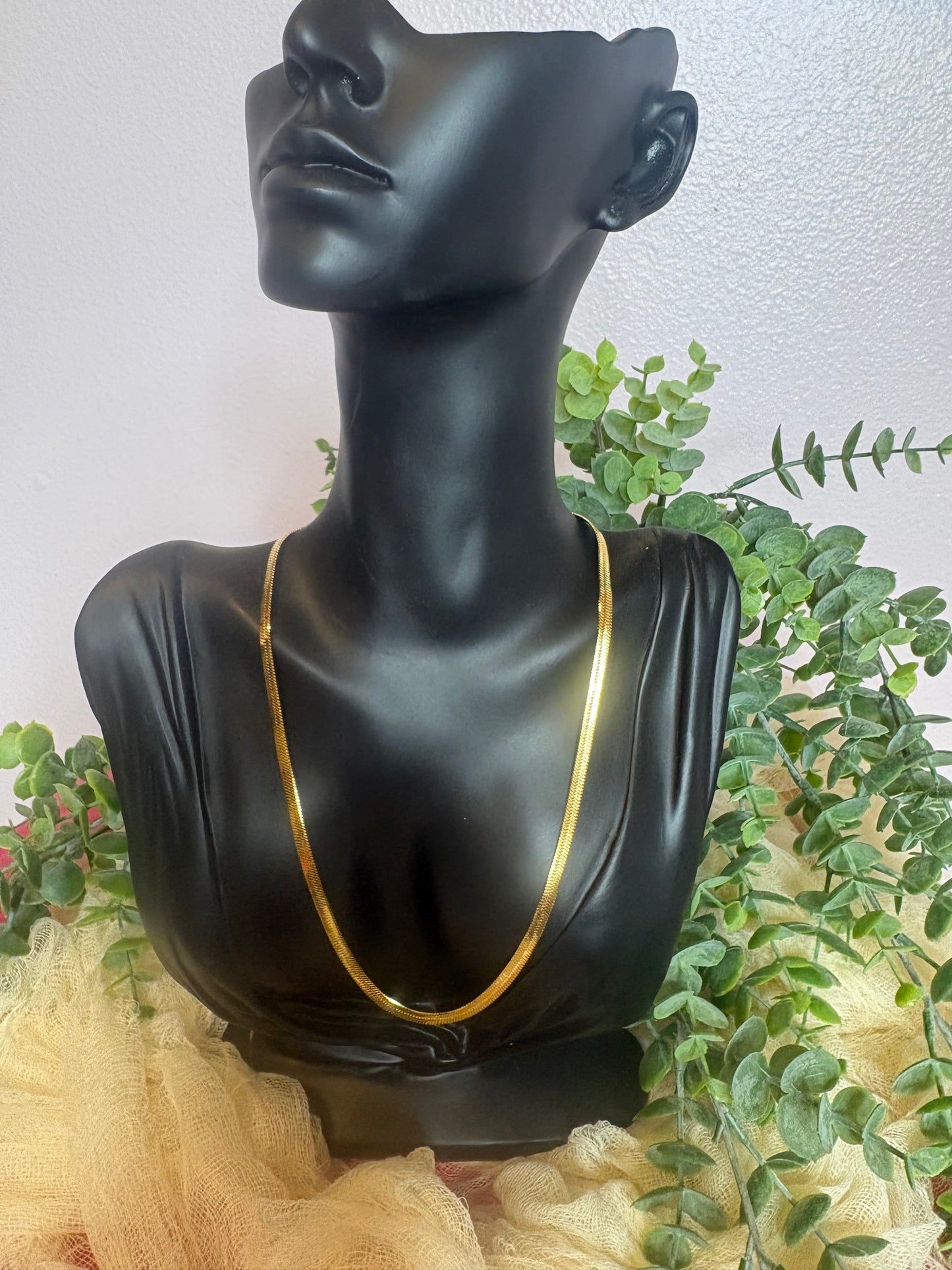 Gold-Tone Herringbone Necklace | Stainless Steel